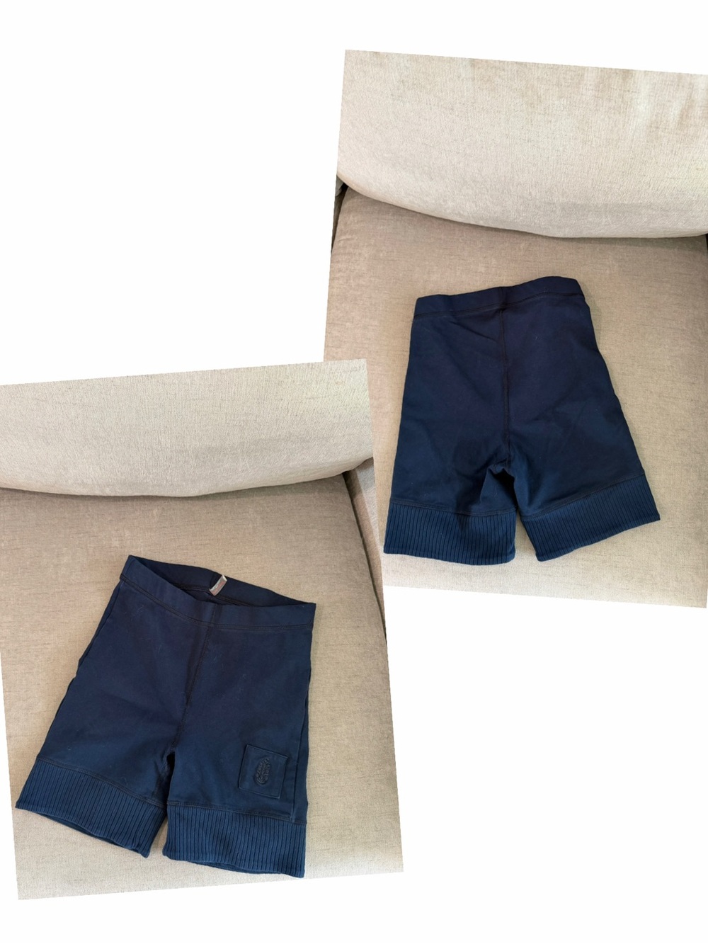 Free People Navy Ribbed Hem Athletic Shorts